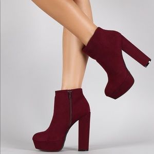 Bamboo Suede Platform Ankle Boots